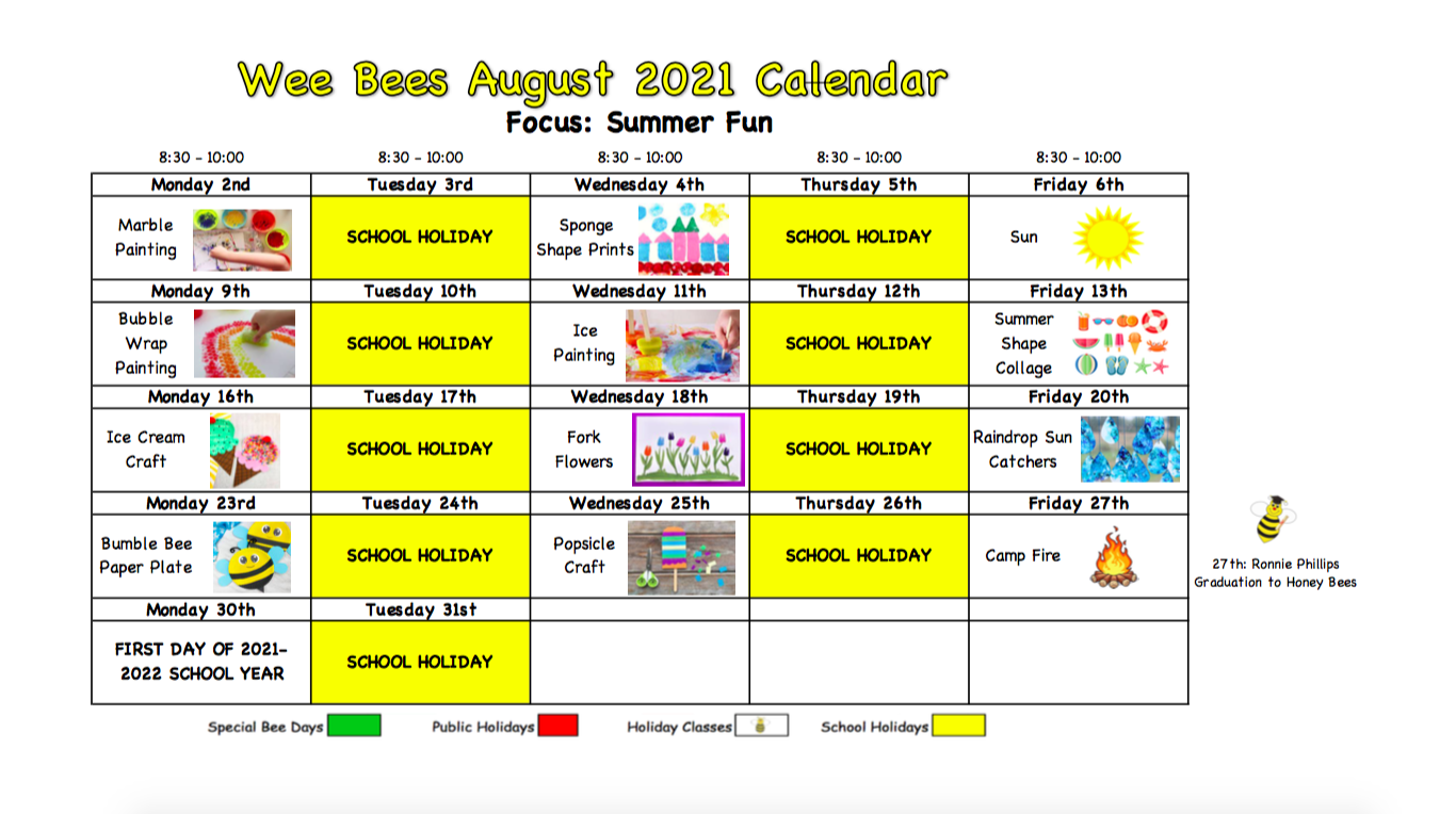 Wee Bees August 2021 – Summer Fun