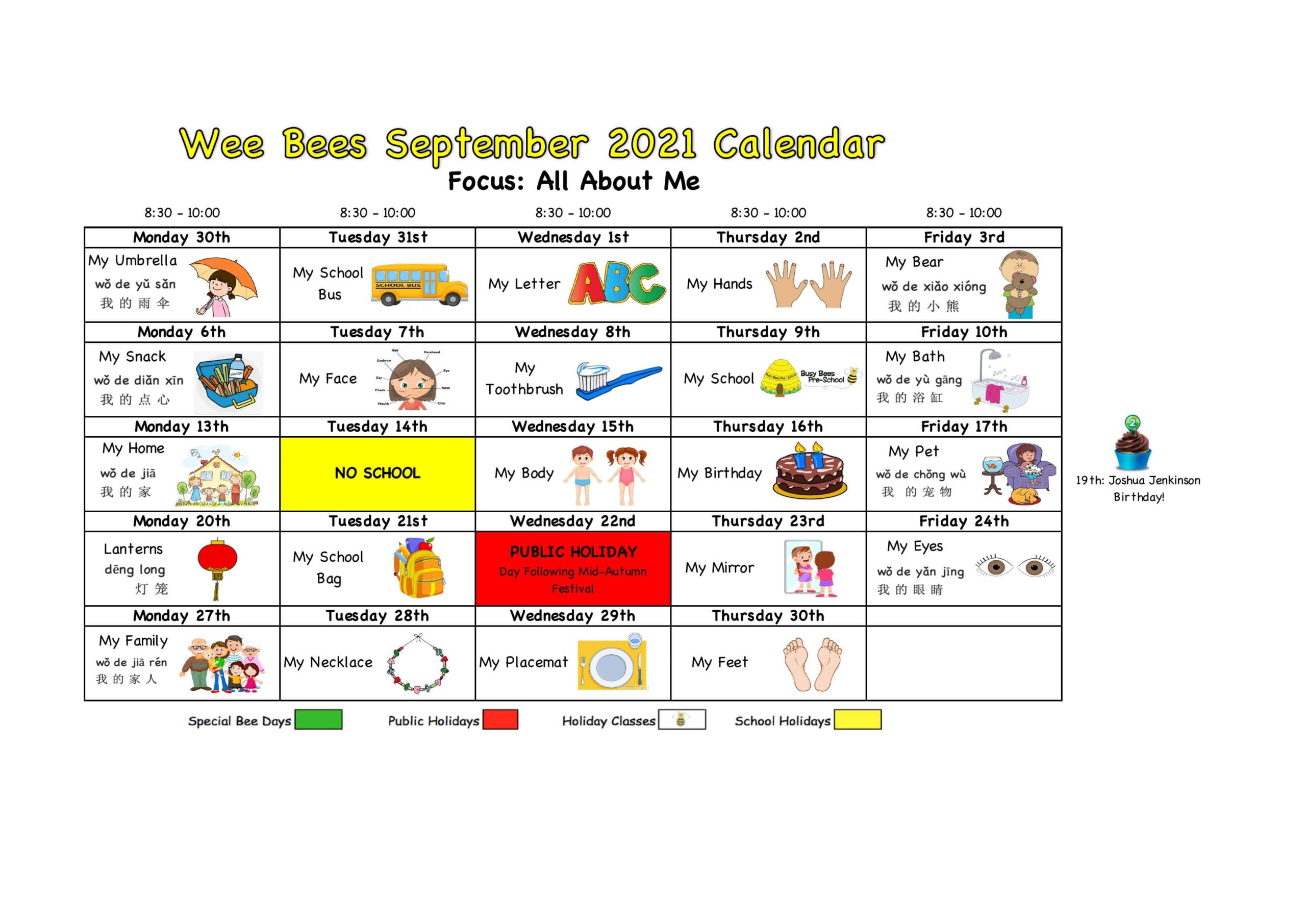 Wee Bees September 2021 – All About Me!