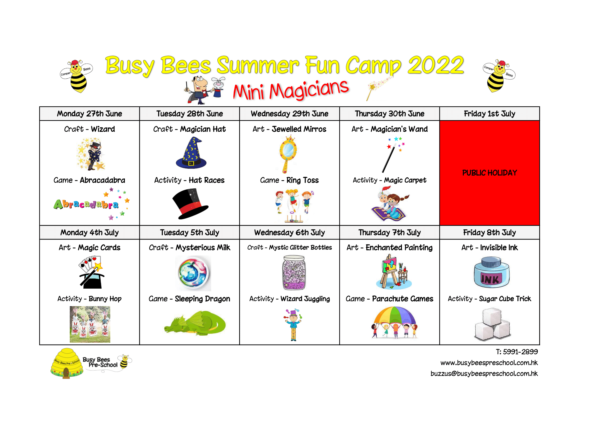 Camper Bees Summer Fun – Mini Magicians