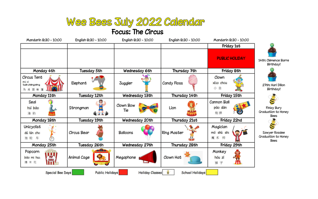 Wee Bees July 2022 – The Circus