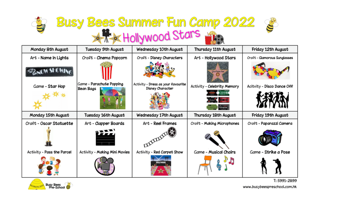 Camper Bees Summer Fun – Hollywood Stars!