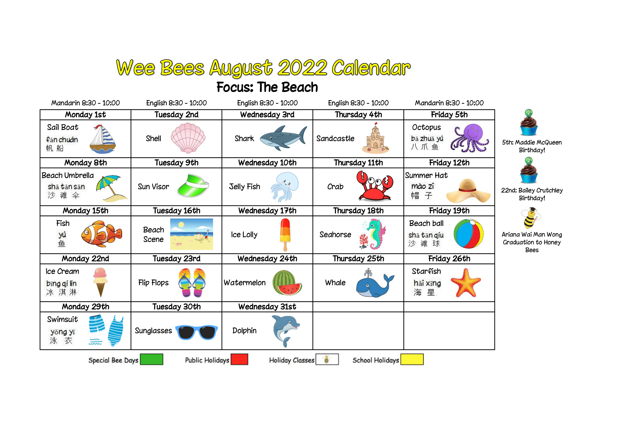 Wee Bees August 2022 – The Beach