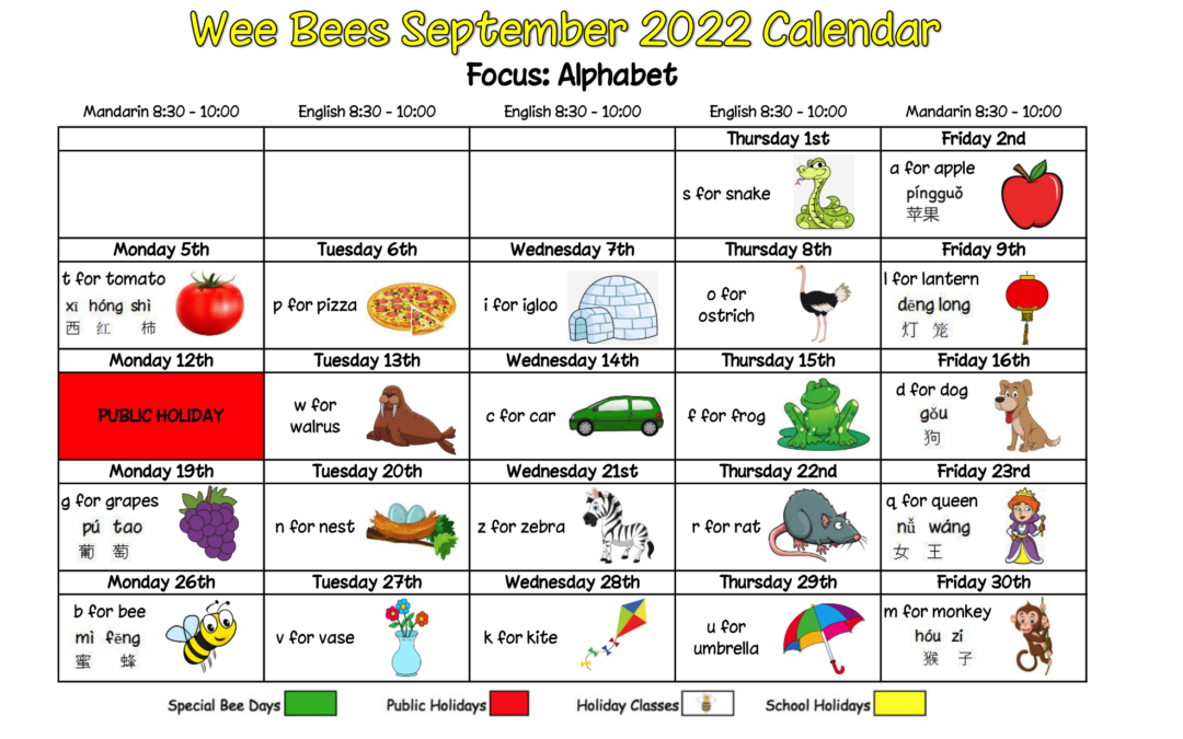 Wee Bees September 2022 – Alphabet