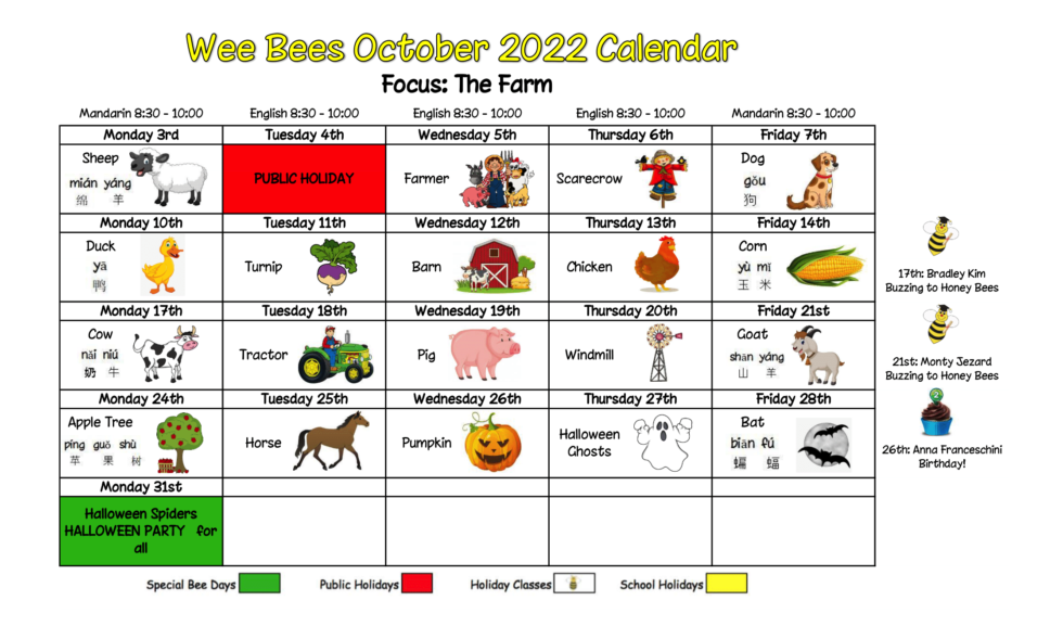 Wee Bees October 2022 The Farm Busy Bees PreSchool
