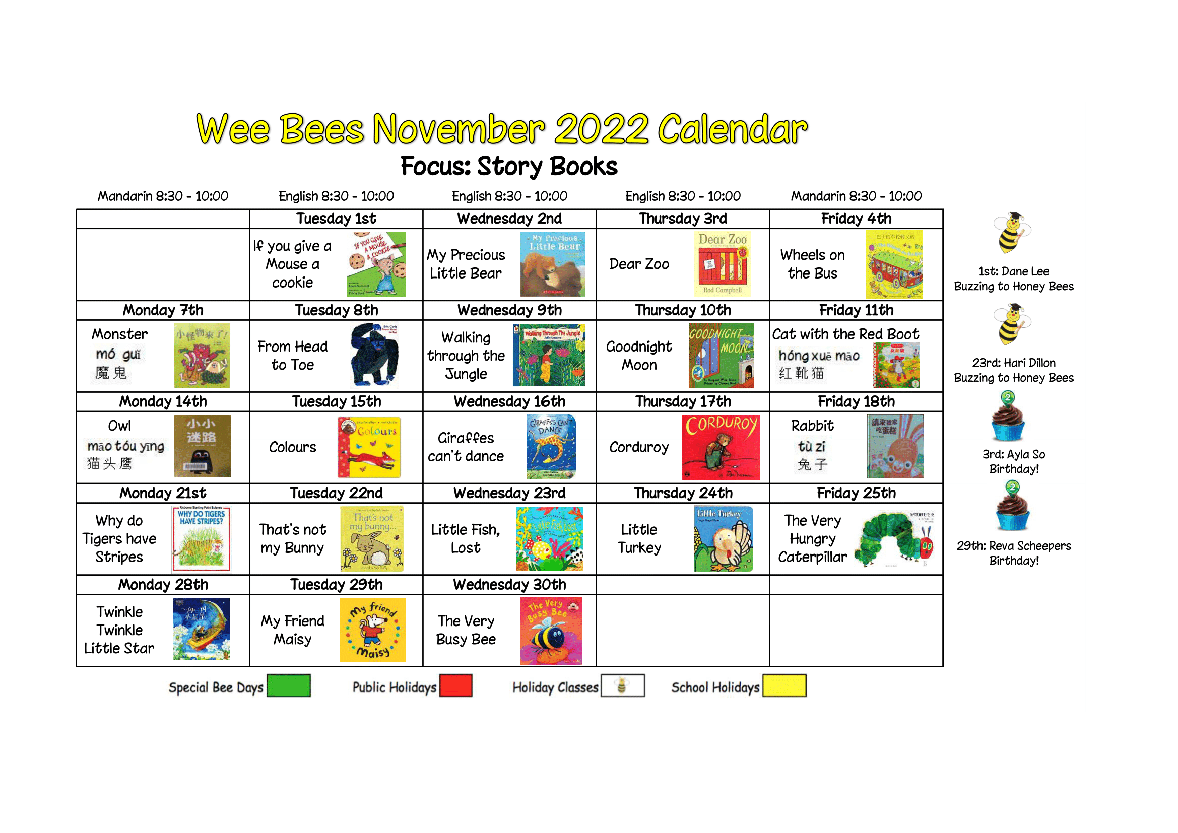 Wee Bees October 2022 – Story Books