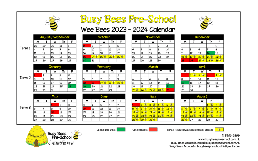 Wee Bees Calendar 2023/24