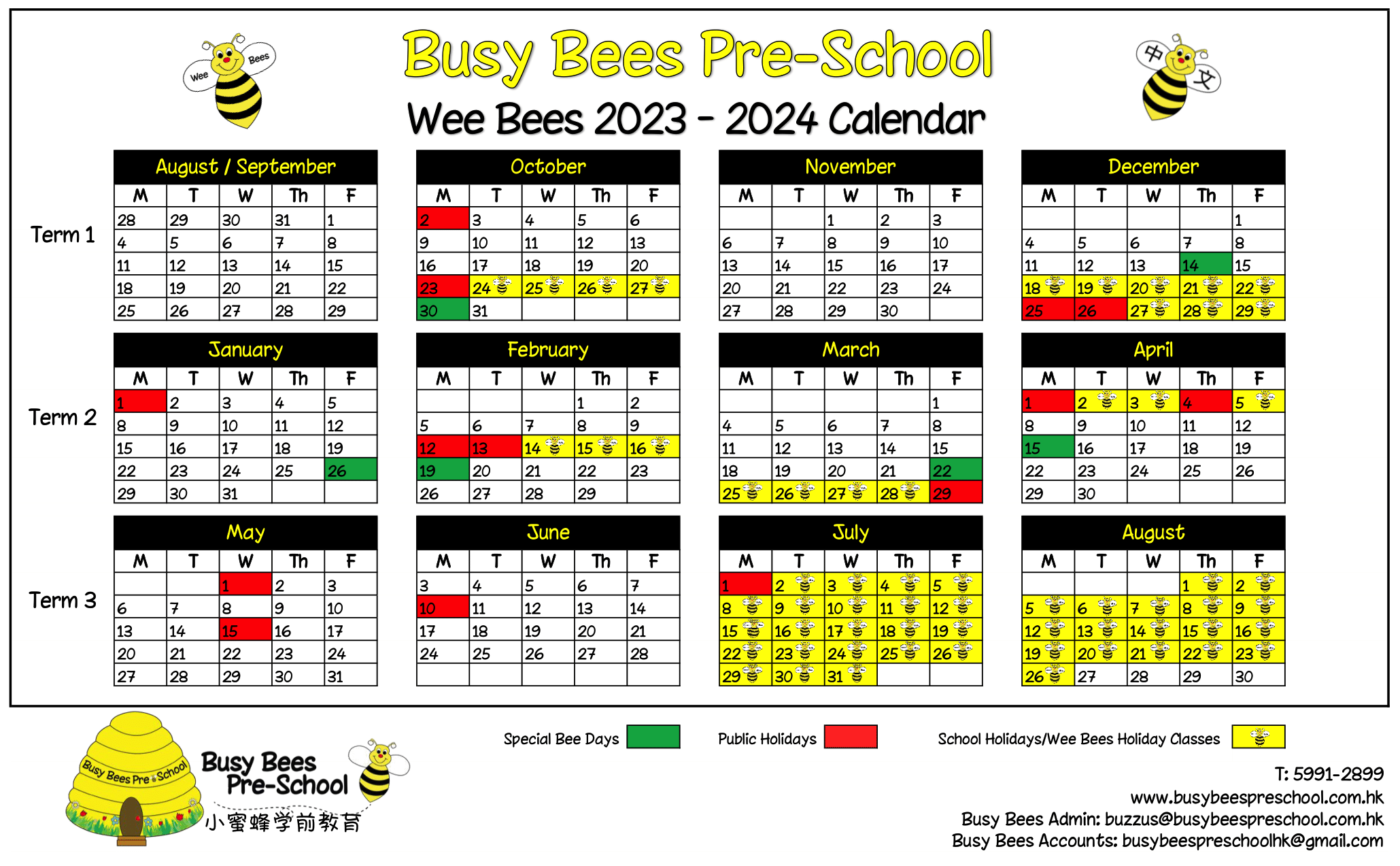 Wee Bees Calendar 2023/24