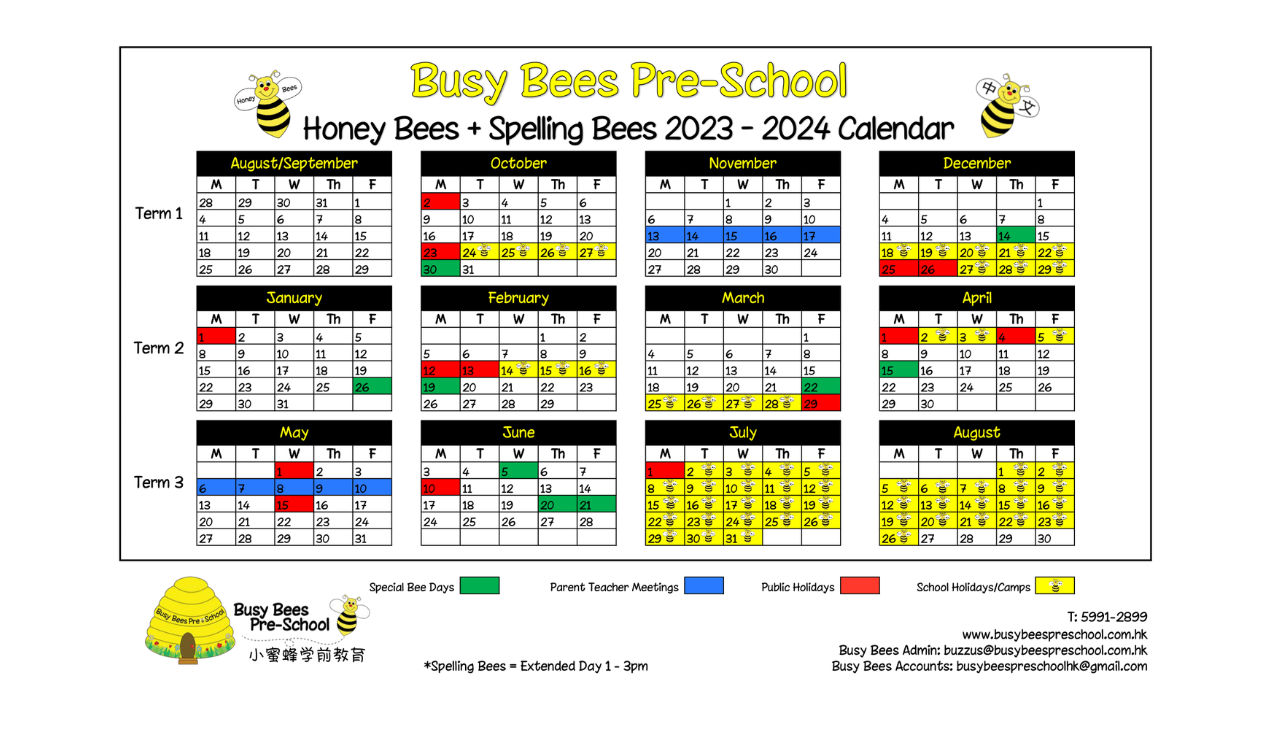 Honey Bees Calendar 2023/24