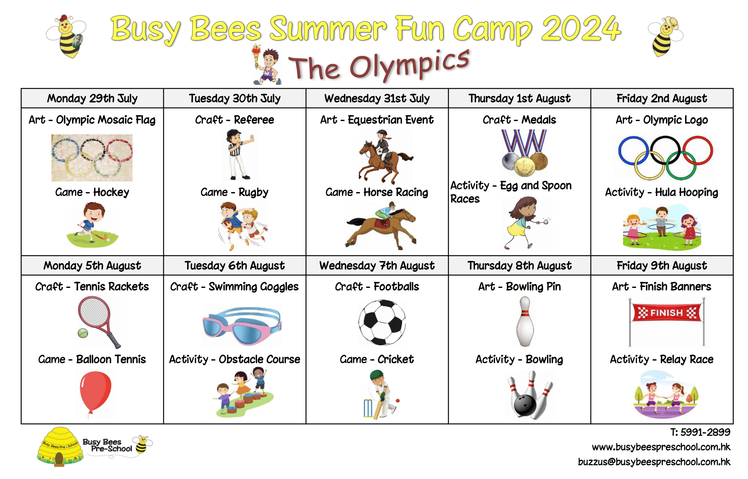 Camper Bees Summer Fun Camp Weeks 5 & 6 – The Olympics